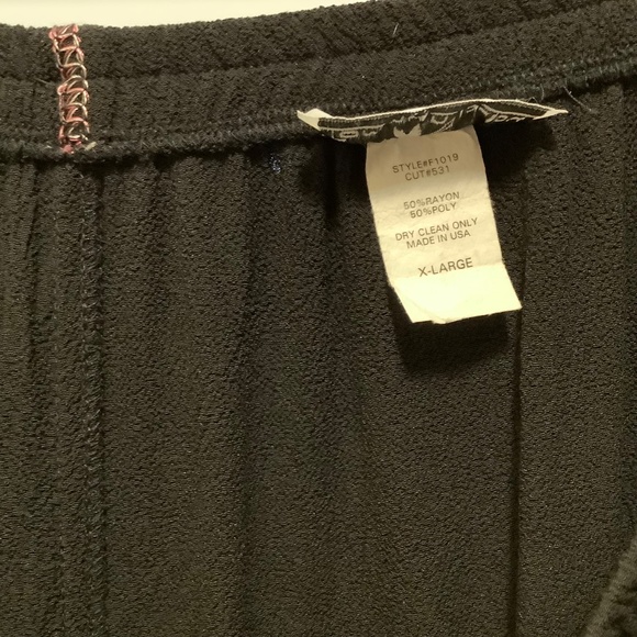 tommy n loulou vintage black maxi skirt x-large floral flare hem modest whimsy - Picture 13 of 15